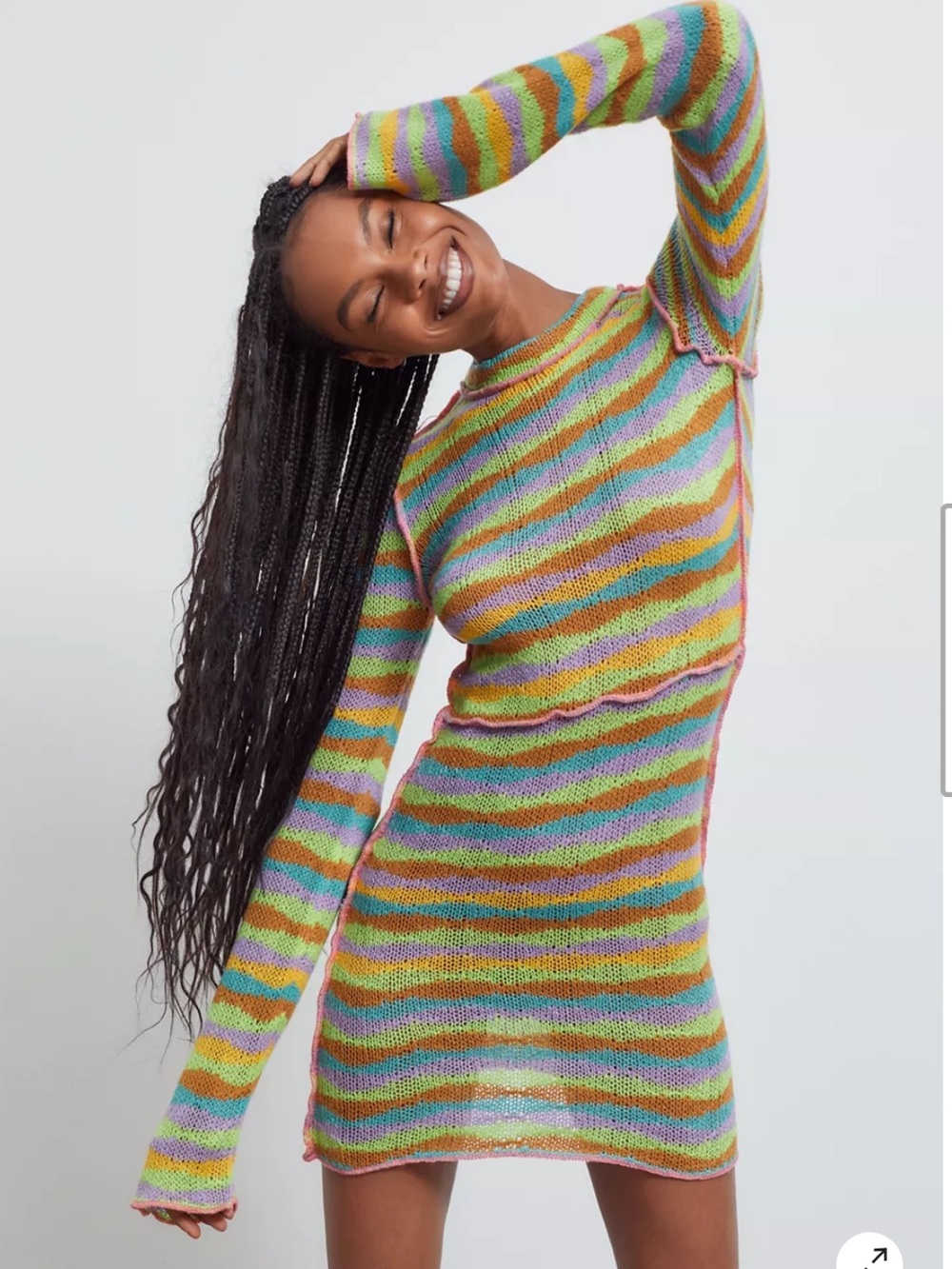 NWT The Ragged Priest XS Striped Knit Mini Dress Y2K Multicolor